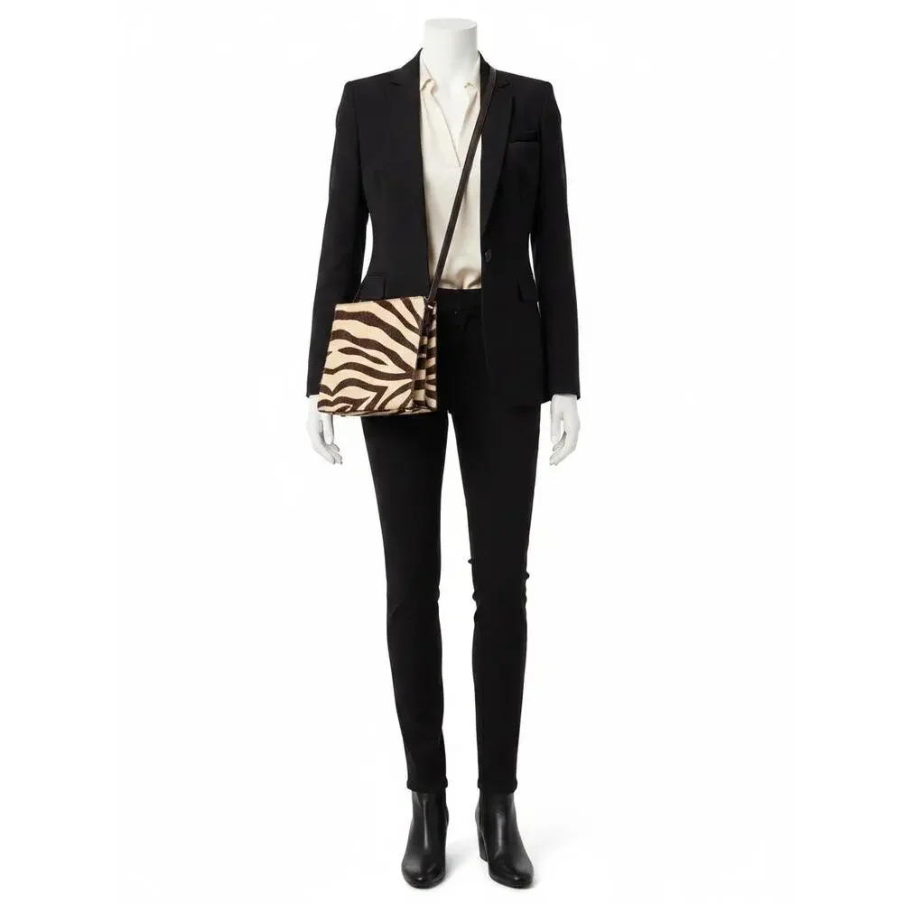 Adrienne Vittadini Brown & White.  Faux Zebra Hair striped Purse. Shoulder strap